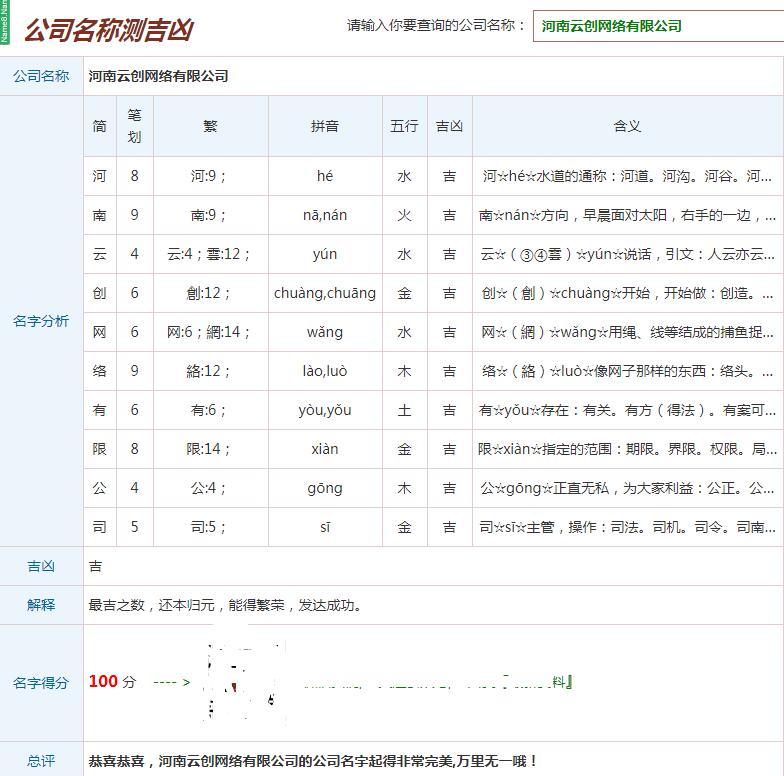 在公司起名网上对公司进行起名和公司起名测试打分