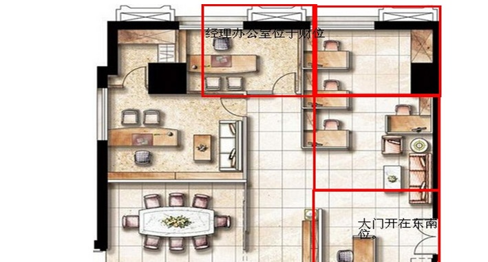 22个简单的办公风水布局图，坐北向南有利于增强实力